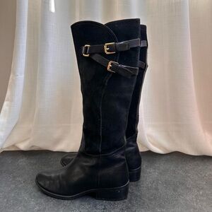 Ralph Lauren Maren Leather and Suede Riding Boots with Gold Buckle Detail, EUC
